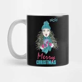 Merry Christmas Aquarius Winter Holidays Mug